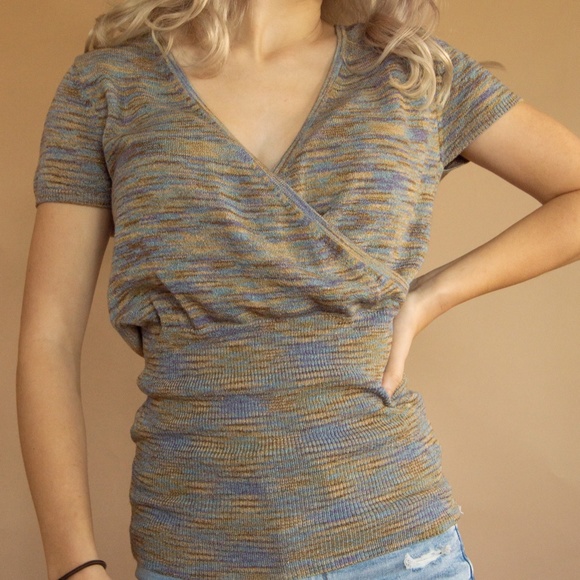 Y2K Veri Peri Melange Wrap Baby Tee - Picture 3 of 14